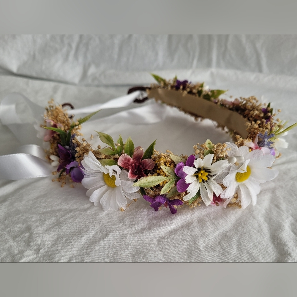 Boho Halo Handmade Flower Crown, Adjustable for 6 months - 2 years